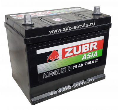 АКБ ZUBR Premium Asia 75-о.п.  D26L