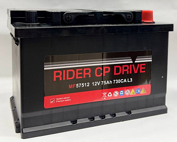 АКБ RIDER cp DRIVE 75-о.п., 57512 (Южная Корея)