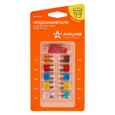 Предохранители "мини" в блистере с экстрактором (10 шт. 5-30А) AIRLINE AFU-M-02