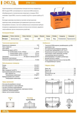 АКБ Delta DTM 1233 L