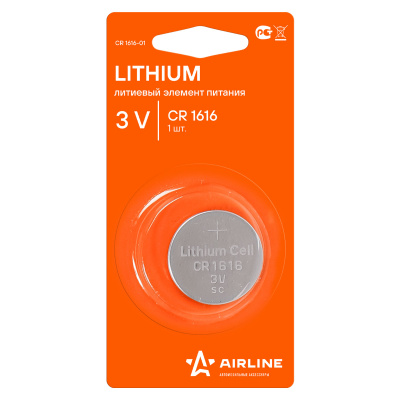 Батарейка литиевая AIRLINE Lithium CR1616 3V CR1616-01