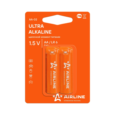 Батарейка алкалиновая AIRLINE Ultra Alkaline AA 1,5V (2 шт) AA-02